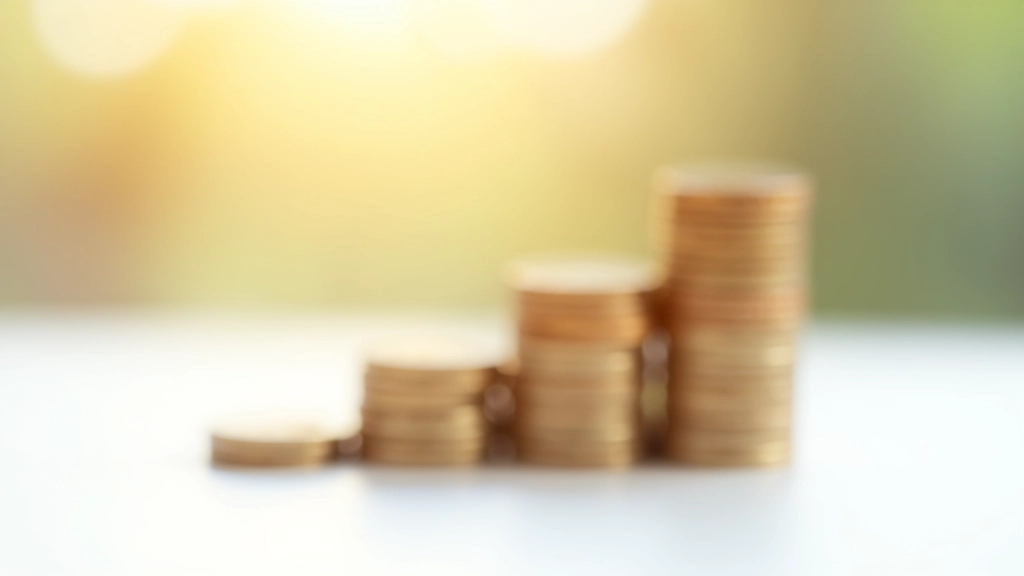 Moedas organizadas em fileiras crescentes, simbolizando acumulação progressiva de poupança