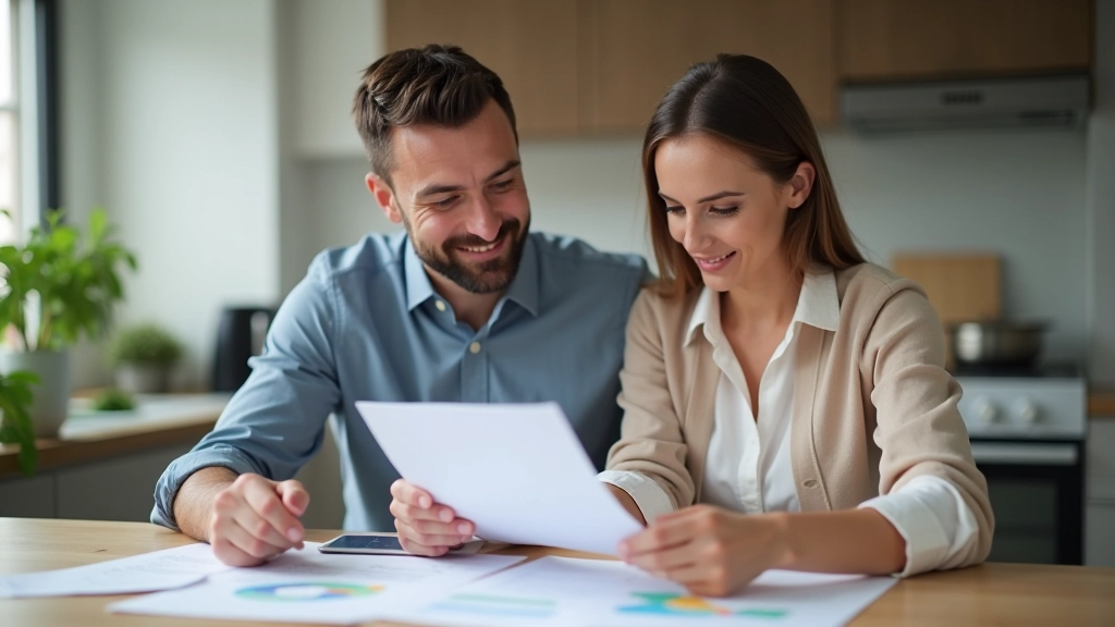 Homem e mulher analisando documentos com tabelas comparativas de necessidades versus desejos de despesas